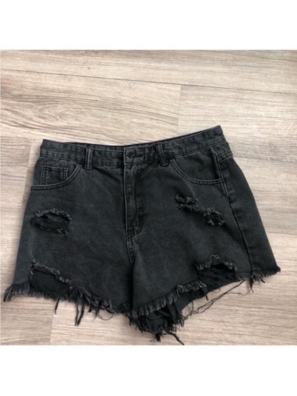 Black Distressed Shorts